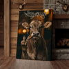Joycorner Brown Swiss Smoking Cow Flipping Finger Attitude Wall Art Custom Name Rustic Canvas