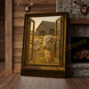 Joycorners White Charolais Cows by Open Window Rustic Barn Country Wrapped Canvas Wall Art