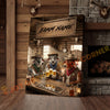 Joycorner Brahman Cow Trio Western Saloon Beer Cheers Rustic Bar Sign Customized Farm Name Canvas