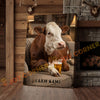 Joycorners Cattle Cow Cozy Farmhouse Hereford Cow Relaxing On Sofa Personalized Name Canvas