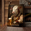 Joycorners Cattle Cow Farmhouse Hereford Cow Drinking Beer Personalized Name Canvas