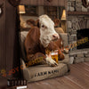 Joycorners Cattle Cow Cozy Farmhouse Hereford Cow Relaxing On Sofa Personalized Name Canvas
