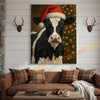 Joycorner Holstein Cow Santa Hat Christmas Tree 3D Wrapped Canvas