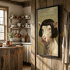Joycorners Whimsical Charolais  Farm Cow Portrait Personalized Name Canvas