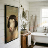 Joycorners Whimsical Charolais  Farm Cow Portrait Personalized Name Canvas