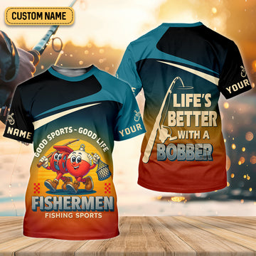 Joycorners Life's Better With A Bobber Fishing UPF Shirts, Men's Fishing Shirts Long Sleeve, Presents For Fishermen