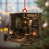 Joycorners Personalized Hunting Cabin Ornament, Custom Name Deer Antler Lodge Christmas Decoration MT1111