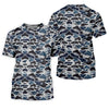 Joycorners Blue Camo Performance Fishing Shirts, SPF Shirt For Men, Hooded Fishing Shirt, Fishing Shirts For Men