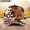 Joycorners American Flag Cowhide Personalized Name 3D Hat