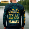 Joycorners The Struggle Is Real But So Is The Reward Horror Fishing SPF Shirt For Men, Men's Fishing Shirts Long Sleeve