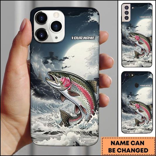 Joycorners Trout Fishing Moon Ocean Splash Personalized Name Phone Case