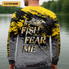 Joycorners Fish Fear Me Funny Skeleton Fishing UPF Shirts, Men's Fishing Shirts Long Sleeve, Fishing Gifts For Men
