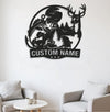 Maxcorners Personalized Deer and Fish Hunting Metal Sign WITH LED/WITHOUT LED, Rustic Cabin Wall Decor, Wildlife Outdoor Lodge Gift MT0110