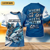 Joycorners Skeleton Fishing Shirts, Where The Sea Meets The Soul, SPF Long Sleeve Shirts, Fishing Shirts For Men
