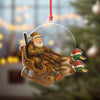 Joycorners Personalized Funny Santa Hunter Acrylic Ornament– Duck Hunting Christmas Wall Art, Santa Claus with Ducks Sleigh, Custom Hunter Gift for Men MT1111