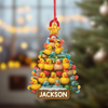 Joycorners Personalized Funny Rubber Duck Acrylic Christmas Tree Ornament – Custom Name Xmas Decoration for Hunter or Family, Cute Holiday Ornament MT1111