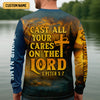 Joycorners Cast All Your Cares On The Lord Christian Fishing SPF Shirt For Men, Fisherman Gift, Men's Fishing Shirt