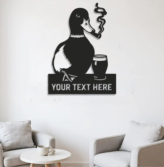 Maxcorners Personalized Funny Duck Metal Sign WITH LED/WITHOUT LED – Unique Hunting Lodge Wall Decor, Gift for Hunters MT0110