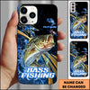 Joycorners Bass Splash Water Lightning Stripe Dark Blue Art Golden Line  Personalized Name Phone Case