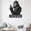 Maxcorners Personalized Bigfoot Metal Sign WITH LED/WITHOUT LED Light, Funny Sasquatch Middle Finger Wall Art, Hunter Gag Gift for Man Cave or Garage MT0110