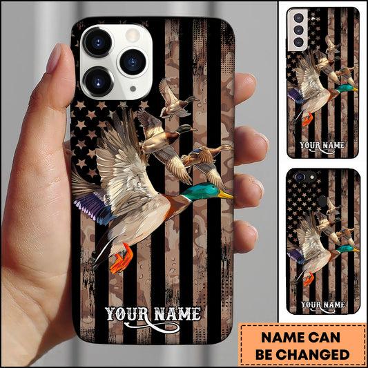 Joycorners American Flag Duck Hunting Personalized Name Phone Case