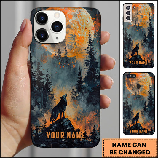 Joycorners Moonlit Wolf Forest Personalized Name Phone Case