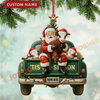 Joycorners Christmas Farm Truck Santa & Cows Ornament, Custom Name Acrylic Ornament (9 Breed Options)