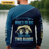 Joycorners Mine's So Big I Have To Use Two Hands Funny Fishing Shirt, SPF Shirt For Men, Gift For Fisherman