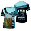 Joycorners Hooked On Fish, Largemouth Bass Fishing, Funny Fishing Shirt, UV Protection Clothing, Mens Casual Shirts