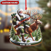 Joycorners Personalized Acrylic Hunter Santa Riding Deer Christmas Ornament - Custom Hunting Gift Decoration MT1111