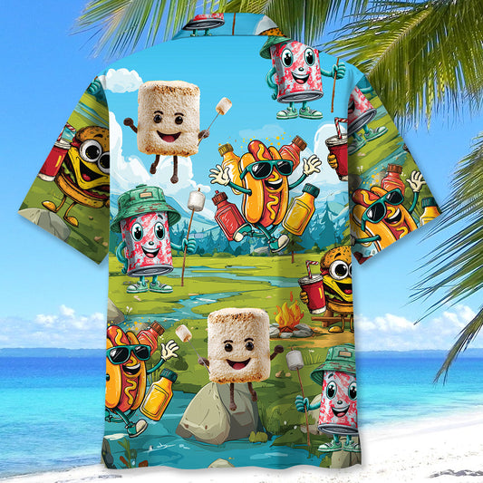 Joycorners Funny Food Camping Hawaiian Shirt