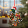 Joycorners Funny Christmas Duck Acrylic Ornament – Mallard Santa with Lights and Gifts, Personalized Holiday Decoration for Duck Lovers, Unique Hunter Christmas Gift MT1111