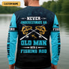Joycorners Never Underestimate An Old Man With A Fishing Rod Custom Name UPF Shirts, Men's Fishing Shirt