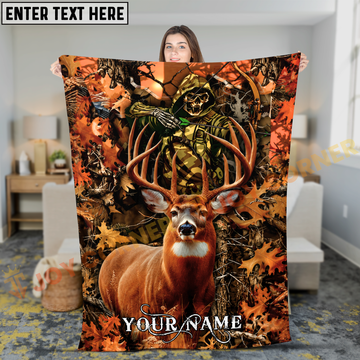 Joycorners Autumn Hunter Skeleton Archer Deer Personalized 3D Blanket