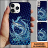 Joycorners Fishing Phone Case Water Ring Splash Dark Blue Scale Background Personalized Name Phone Case (8 Fish Species)