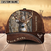 Joycorners Deer Hunting Brown Leather Pattern Mutilcolored Personalized Name 3D Cap