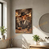 Joycorners Texas Longhorn Classic Gentleman Whiskey Poker Table Scene Personalized Name Wall Art Canvas