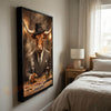 Joycorners Texas Longhorn Classic Gentleman Whiskey Poker Table Scene Personalized Name Wall Art Canvas