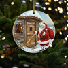 Joycorners Santa Claus Christmas Farm Cow Ornament, Acrylic Ornament (8 Breed Options)