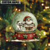 Joycorners Personalized Farmhouse Christmas Snow Globe Acrylic Ornament (14 Breed Options)