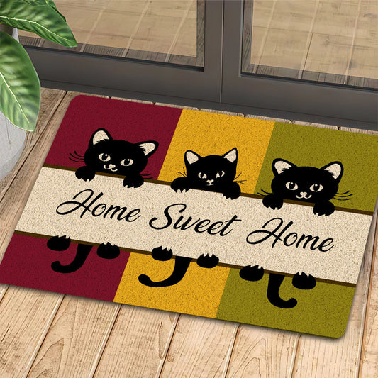 Joycorners Cute Cat Doormat, Home Sweet Home, Housewarming Gift, Cat Doormat Decor, Gift For Cat Lovers, Cat Owners LM0210
