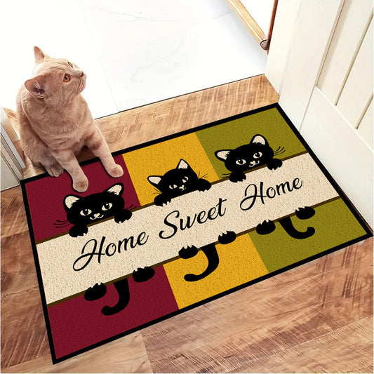 Joycorners Cute Cat Doormat, Home Sweet Home, Housewarming Gift, Cat Doormat Decor, Gift For Cat Lovers, Cat Owners LM0210