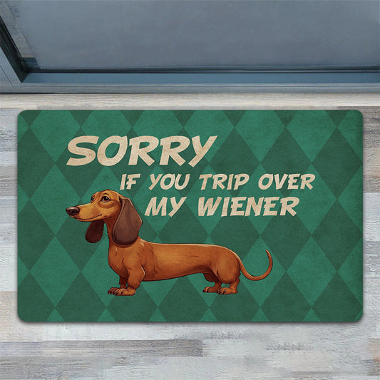 Joycorners Funny Dachshund Dog Doormat, Sorry If You Trip Over My, Doormat Gift For Dachshund Lovers, Home Decor Housewarming Gift, Dog Welcome Mat LM0210