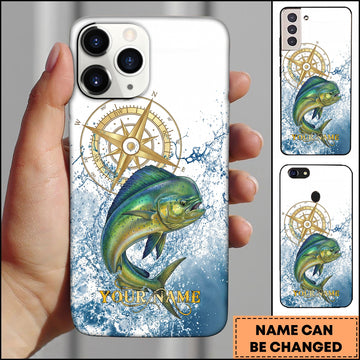 Joycorners Mahi-mahi Fishing Golden Compass Water Splash Personalized Name 3D Phone Case