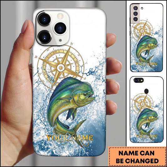 Joycorners Mahi-mahi Fishing Golden Compass Water Splash Personalized Name 3D Phone Case