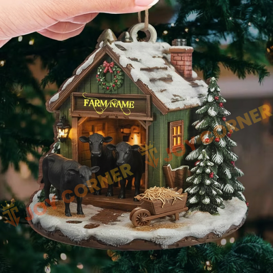 Joycorners Merry Christmas Gifts Farm Cattle Ornament, Acrylic Ornament (8 Breed Options)