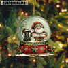 Joycorners Personalized Farmhouse Christmas Snow Globe Acrylic Ornament (14 Breed Options)