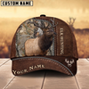 Joycorners Elk Hunting Brown Leather Pattern Mutilcolored Personalized Name 3D Cap