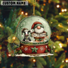 Joycorners Personalized Farmhouse Christmas Snow Globe Acrylic Ornament (14 Breed Options)