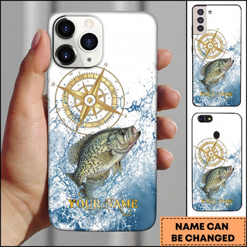 Joycorners Crappie Fishing Golden Compass Water Splash Personalized Name 3D Phone Case